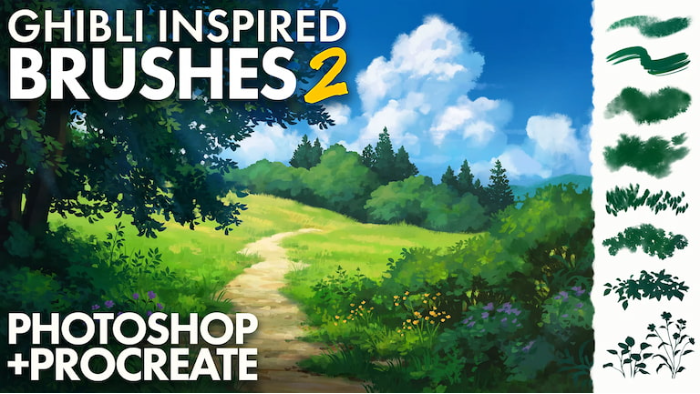 Procreate吉卜力风笔刷组2 宫崎骏风格数字绘画资源包-25虚拟网