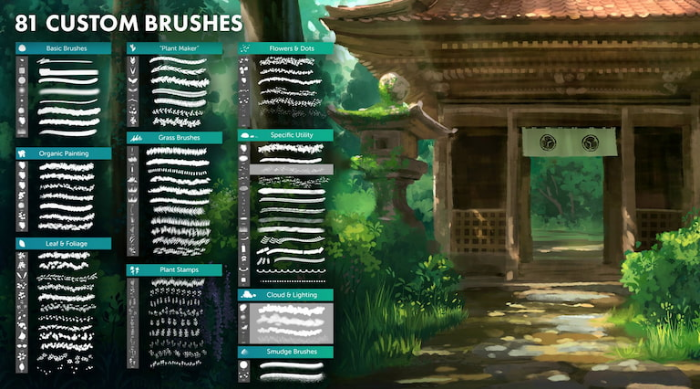 图片[3]-Procreate吉卜力风格植物笔刷套装 宫崎骏漫画自然场景创作数字工具-25虚拟网