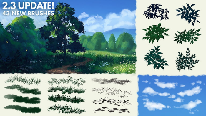 图片[5]-Procreate吉卜力风格植物笔刷套装 宫崎骏漫画自然场景创作数字工具-25虚拟网