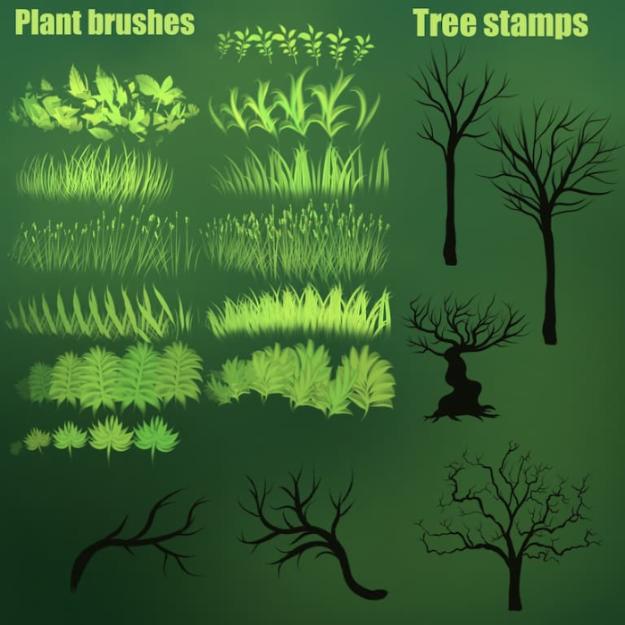 图片[6]-Procreate树叶笔刷套装 75种植物与自然元素创作数字工具-25虚拟网