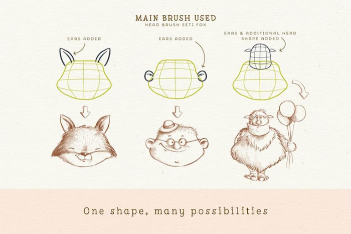 图片[8]-Procreate 卡通角色绘图工具包（辅助线图章笔刷） 卡通风格角色创作与绘图辅助数字工具-25虚拟网