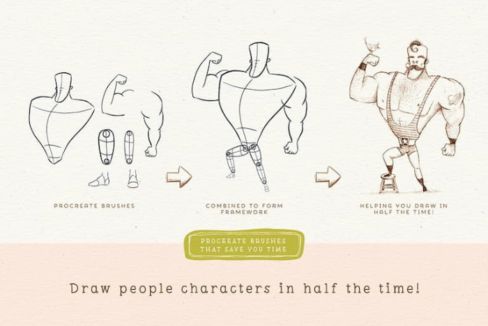 图片[2]-Procreate 149款卡通人物角色辅助线笔刷与动画人像绘画练习表 卡通风格人物创作与绘画练习数字工具-25虚拟网