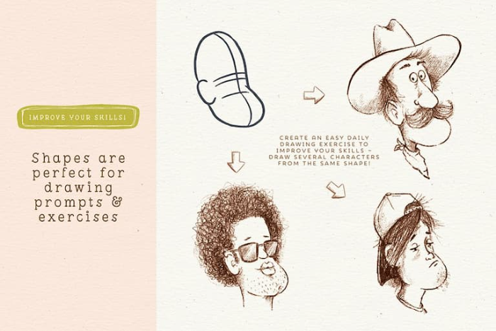 图片[8]-Procreate 149款卡通人物角色辅助线笔刷与动画人像绘画练习表 卡通风格人物创作与绘画练习数字工具-25虚拟网