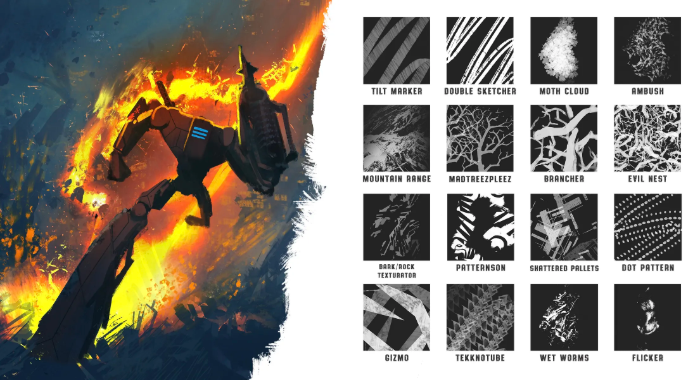 Procreate Paperlike动态环境画笔套装 34支概念艺术与动态氛围创作数字工具-25虚拟网