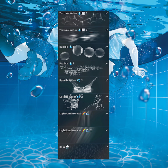 图片[2]-Procreate水元素物理表现笔刷套装 水纹、气泡与水花特效创作数字工具-25虚拟网