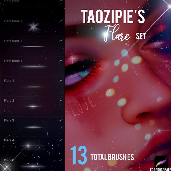 Procreate Taozipie闪耀笔刷组 高光点缀与闪耀特效创作数字工具-25虚拟网