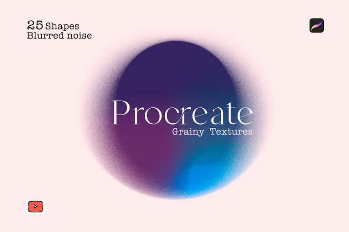 Procreate噪点颗粒渐变图章笔刷套装 抽象复古风格纹理与结构创作数字工具-25虚拟网