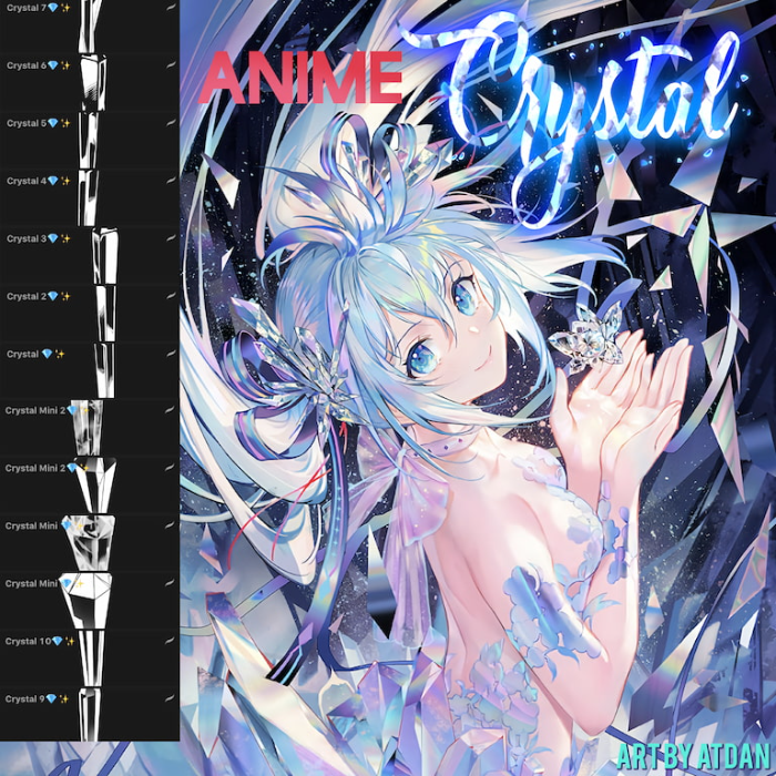 Procreate Attki漫画水晶笔刷之一 动漫风格水晶饰品与特效创作数字工具-25虚拟网