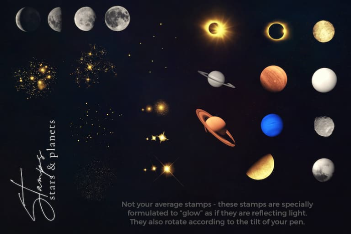 图片[2]-Procreate银河星系笔刷和印章套装 太空风格星系、星云与恒星创作数字工具-25虚拟网