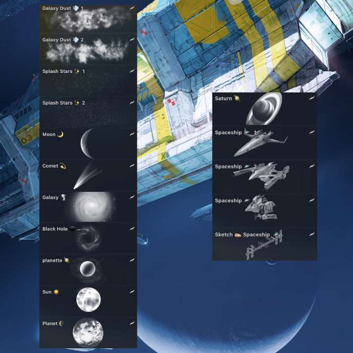 图片[2]-Procreate 银河系笔刷套装 太空风格星体、飞船与银河特效创作数字工具-25虚拟网
