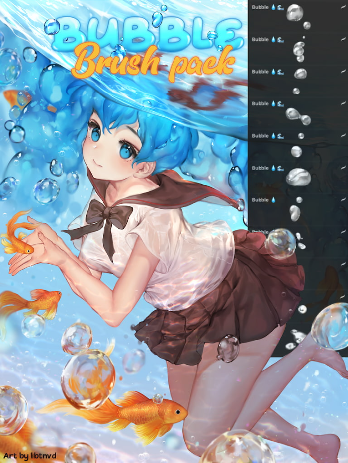 Procreate Attki漫画泡泡笔刷套装 动漫风格水下气泡与细节丰富创作数字工具-25虚拟网