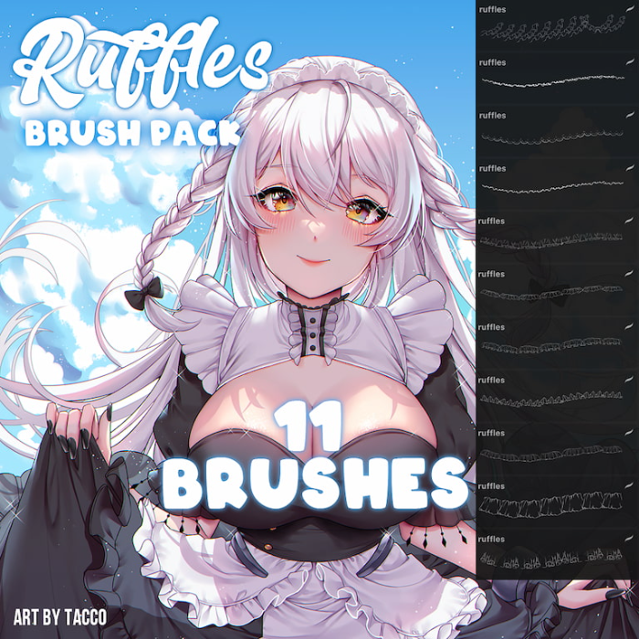 Procreate Attki漫画衣物褶边笔刷套装 动漫风格服饰褶边与细节创作数字工具-25虚拟网