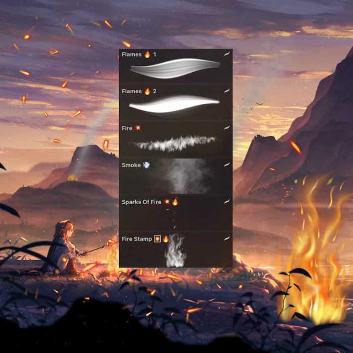 图片[2]-Procreate 火元素笔刷套装 自然风格火焰与烟气特效创作数字工具-25虚拟网