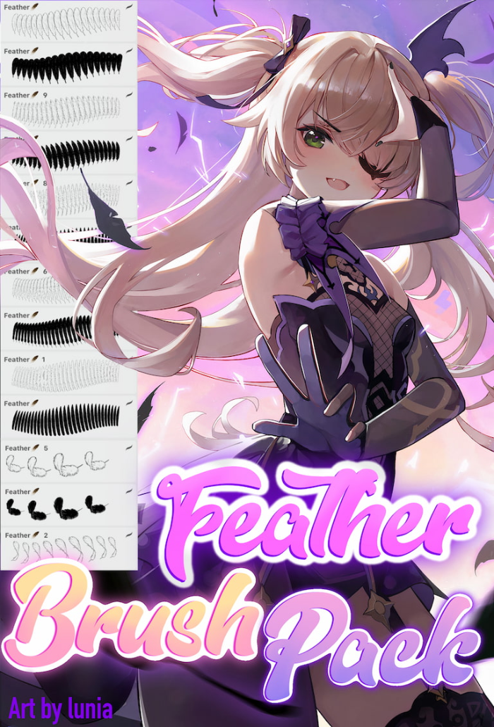Procreate Attki漫画羽毛笔刷组 动漫风格羽毛与细节点缀创作数字工具-25虚拟网
