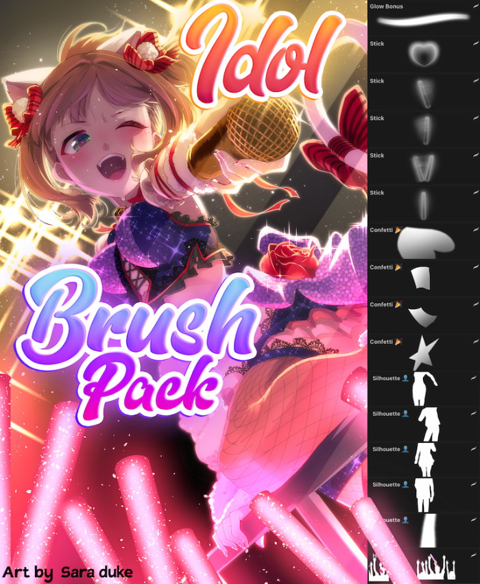 Procreate Attki漫画爱豆笔刷套装 动漫风格音乐会场景与特效创作数字工具-25虚拟网