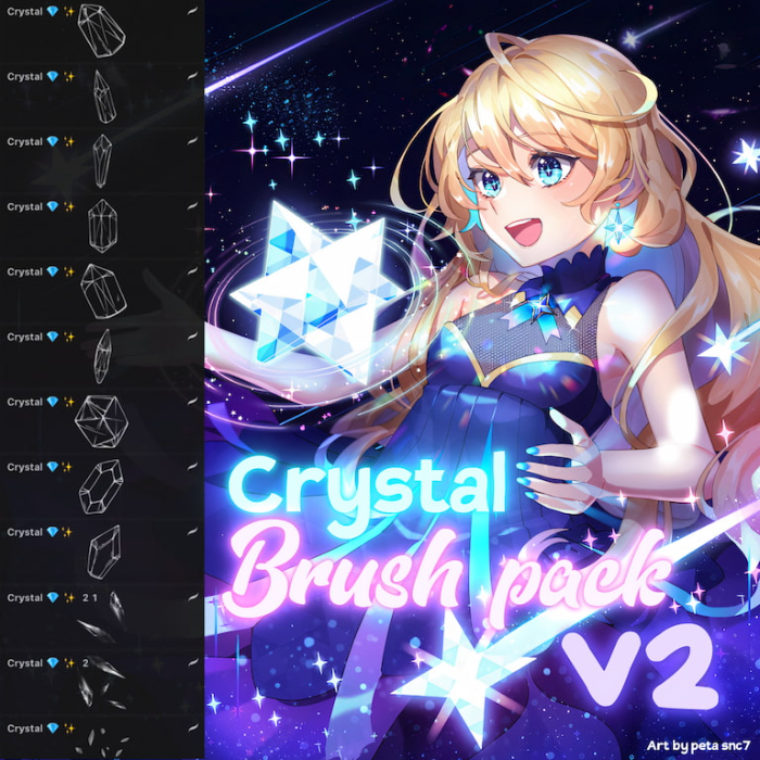 Procreate Attki漫画水晶笔刷套装(之二) 动漫风格水晶饰品与细节创作数字工具-25虚拟网