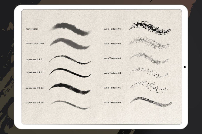 图片[2]-Procreate亚洲水墨笔刷套装 38支笔刷+1套色卡 日式风插画创作工具-25虚拟网