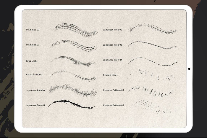 图片[4]-Procreate亚洲水墨笔刷套装 38支笔刷+1套色卡 日式风插画创作工具-25虚拟网