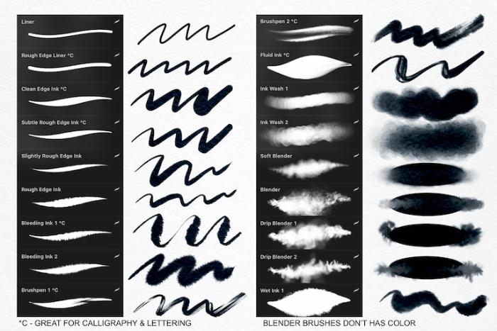 图片[2]-Inktober墨水十月Procreate笔刷组 62支水墨风格笔刷 含书法书写与墨水特效工具-25虚拟网