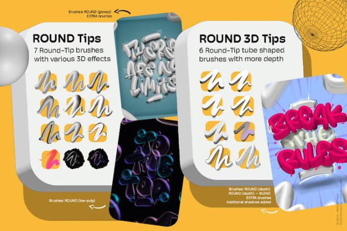 图片[7]-Procreate 3D套装笔刷 立体风格文字与图形创作数字工具-25虚拟网