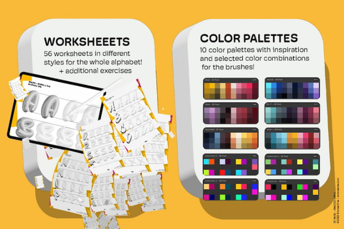 图片[12]-Procreate 3D套装笔刷 立体风格文字与图形创作数字工具-25虚拟网