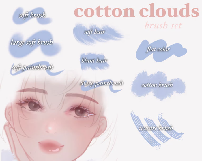 图片[3]-Cotton Clouds Procreate笔刷套装 9款软刷+1款免费笔刷 打造柔棉云般日漫国漫插画-25虚拟网