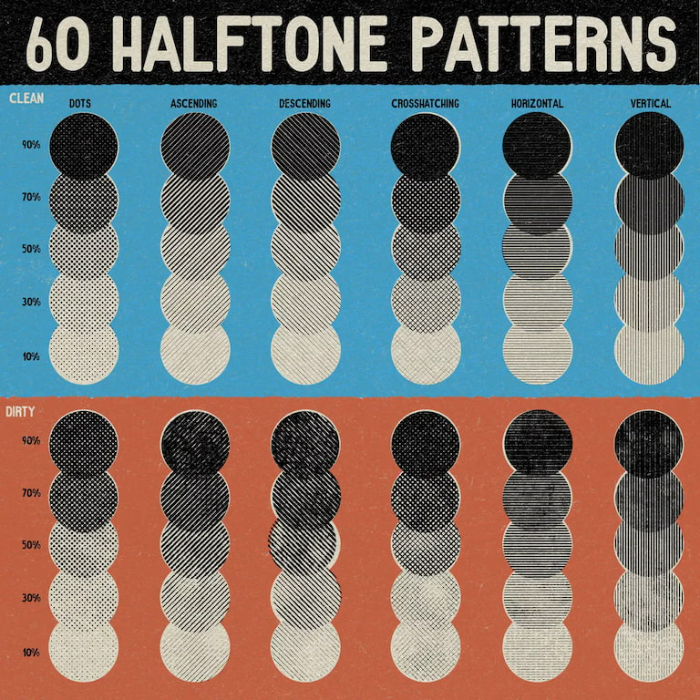 图片[3]-LP Halftones半色调笔刷套装 60+款专业笔刷 实现老派漫画日漫视觉效果-25虚拟网