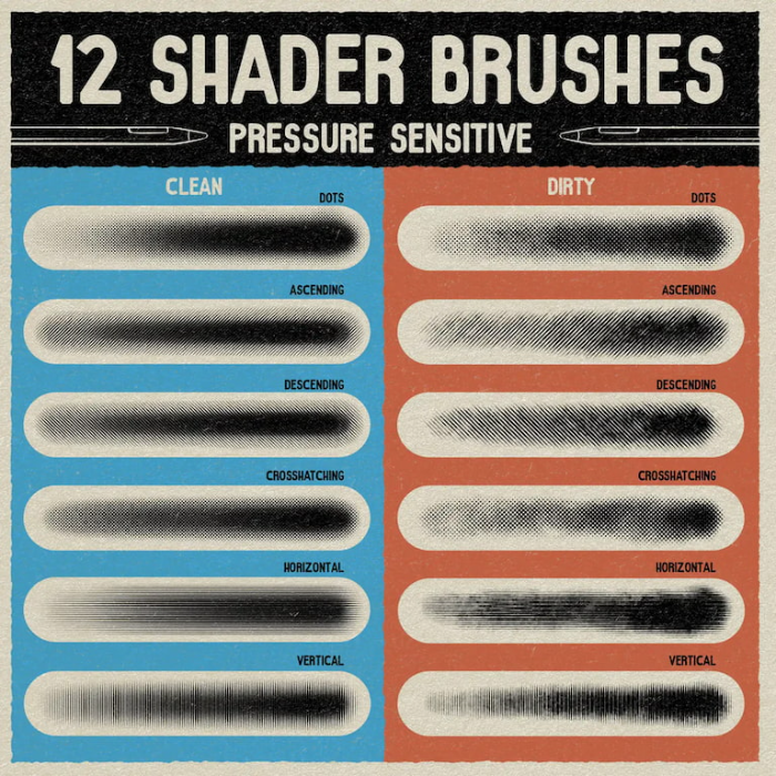 图片[4]-LP Halftones半色调笔刷套装 60+款专业笔刷 实现老派漫画日漫视觉效果-25虚拟网