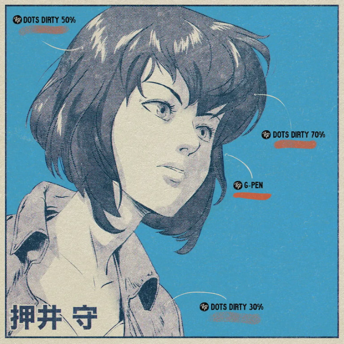 图片[10]-LP Halftones半色调笔刷套装 60+款专业笔刷 实现老派漫画日漫视觉效果-25虚拟网