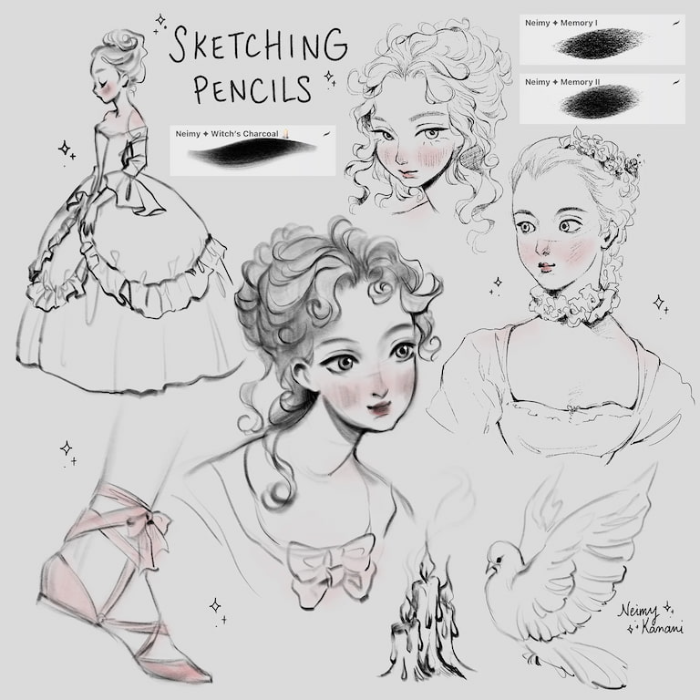 图片[2]-Neimy Kanani笔刷套装 31款铅笔水彩飞溅绘画描线笔刷 打造复古细腻插画风格-25虚拟网