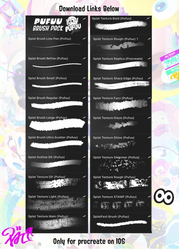 图片[2]-Pufuu Splatoon Procreate笔刷套装 21个画笔 还原系列官方艺术风格-25虚拟网
