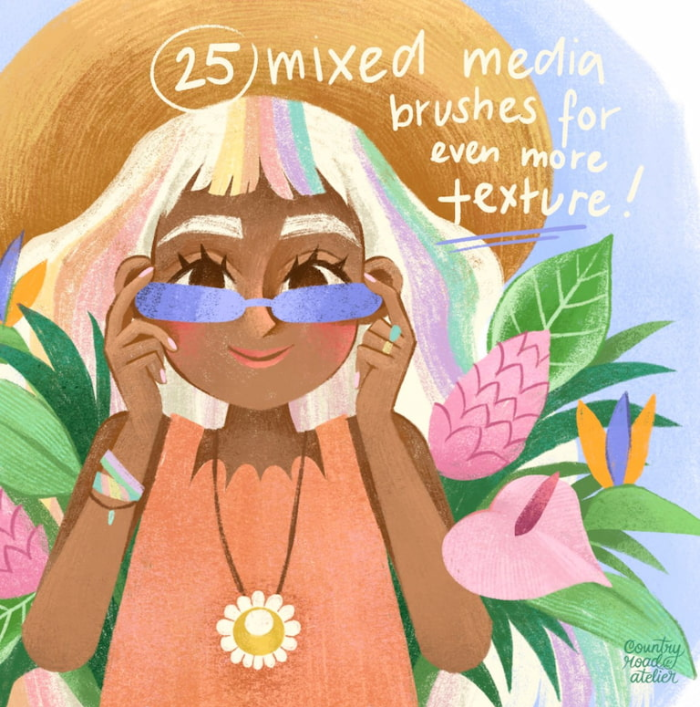图片[6]-Procreate乡村风格多功能画笔套装 25支笔刷 打造传统艺术质感插画-25虚拟网