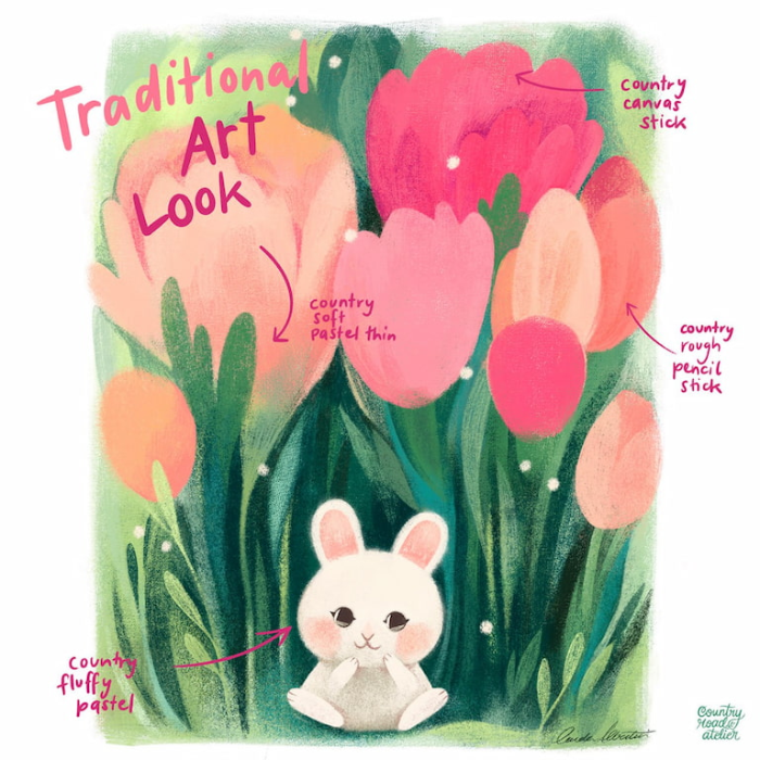 图片[7]-Procreate乡村风格多功能画笔套装 25支笔刷 打造传统艺术质感插画-25虚拟网