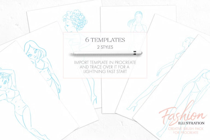 图片[12]-Procreate时尚服装设计画笔套装 43支笔刷 涵盖素描水墨水彩面料等风格-25虚拟网