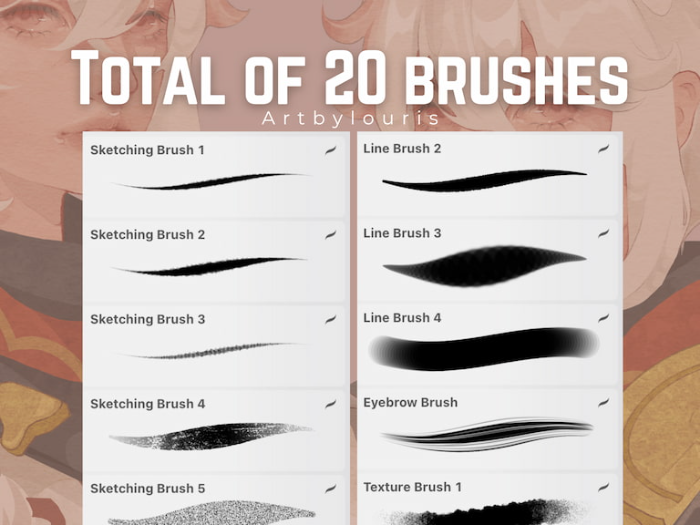 图片[2]-20支Procreate基础笔刷 入门级日常绘画笔刷 覆盖草稿线稿肌理毛发等创作-25虚拟网