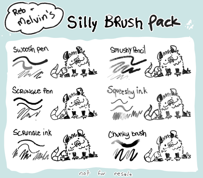 Reb和Melvin傻瓜Procreate笔刷包 6支趣味笔刷 打造搞怪风格插画-25虚拟网