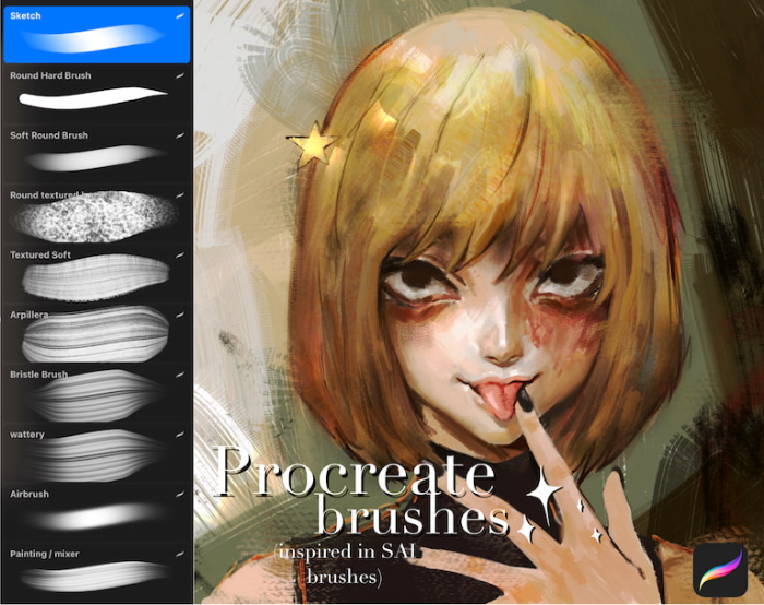 Procreate仿Paint Tool SAI画笔套装 10+1支笔刷 还原SAI画笔质感 适配插画创作-25虚拟网
