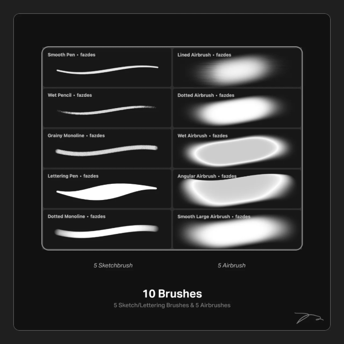 图片[7]-10款精选Procreate笔刷套装 含素描手写喷绘笔刷 适配插画与字体设计-25虚拟网