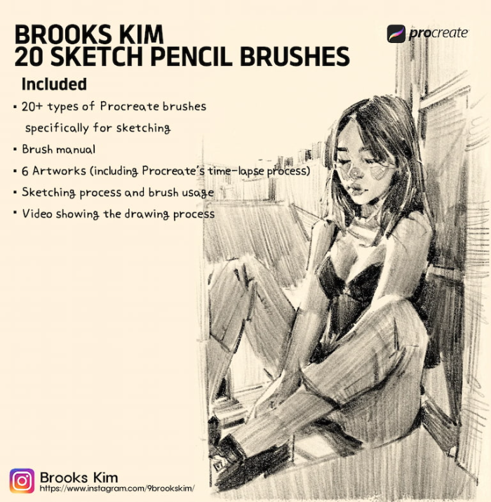图片[8]-Procreate Brooks Kim 20 Sketch Pencil Brushes（20支素描铅笔笔刷）套装 写实素描质感 适配人像与速写创作-25虚拟网