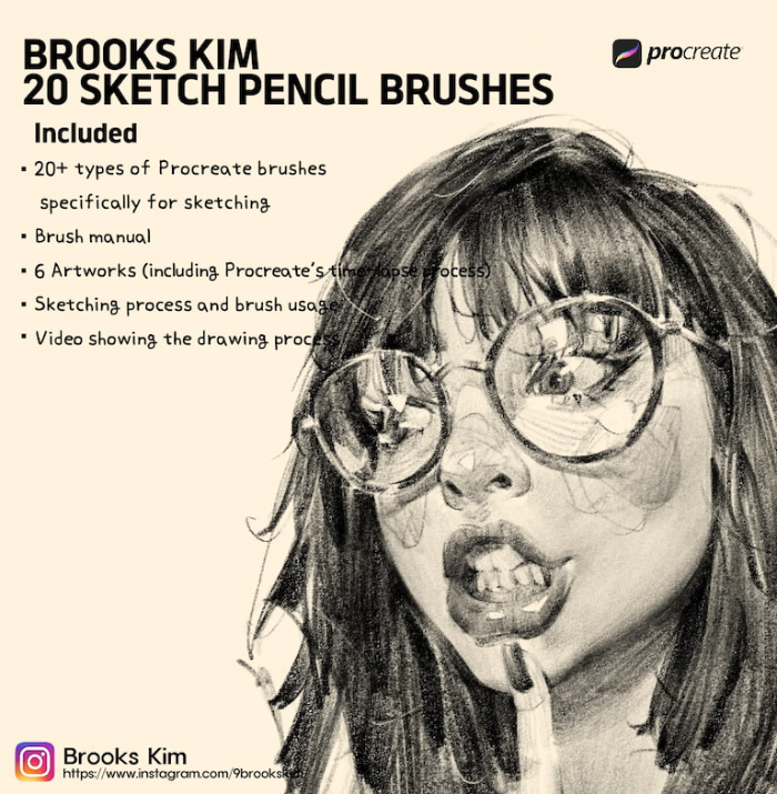 图片[9]-Procreate Brooks Kim 20 Sketch Pencil Brushes（20支素描铅笔笔刷）套装 写实素描质感 适配人像与速写创作-25虚拟网