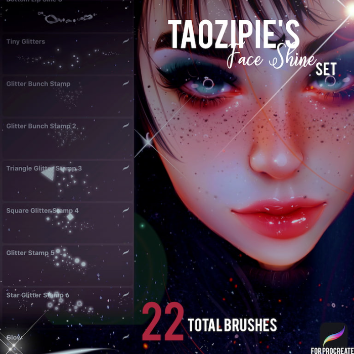 图片[2]-Procreate Taozipie脸部发光笔刷组 梦幻风格面部光斑与发光效果创作数字工具-25虚拟网