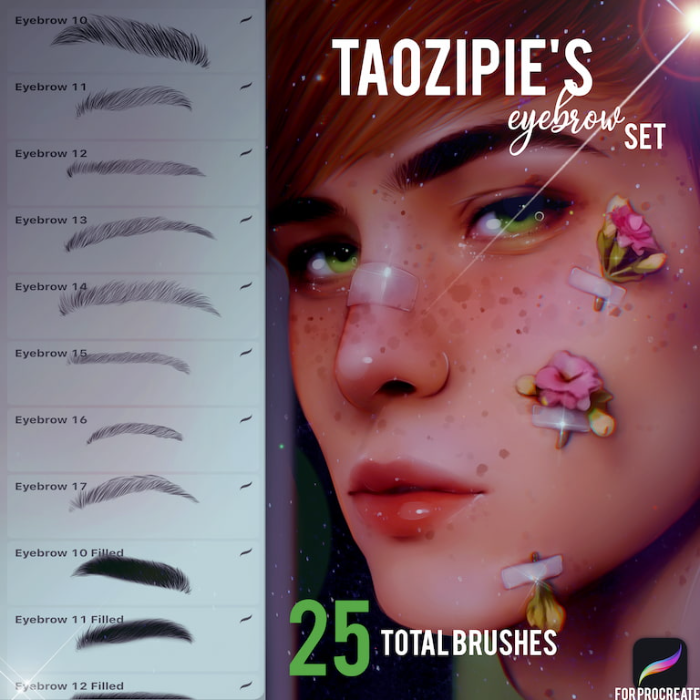 图片[2]-Procreate Taozipie眉毛笔刷组 写实风格眼部眉毛细节与层次表现数字工具-25虚拟网