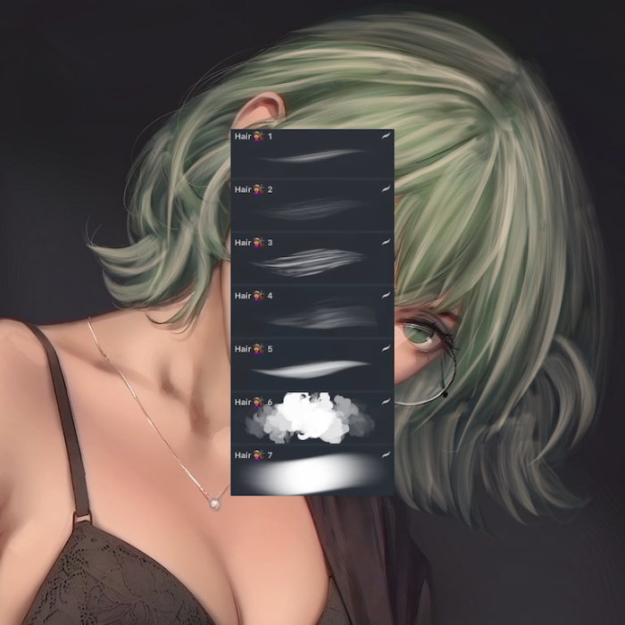 图片[7]-Procreate bybaobab头发笔刷组 写实风格发丝质感与造型创作数字工具-25虚拟网