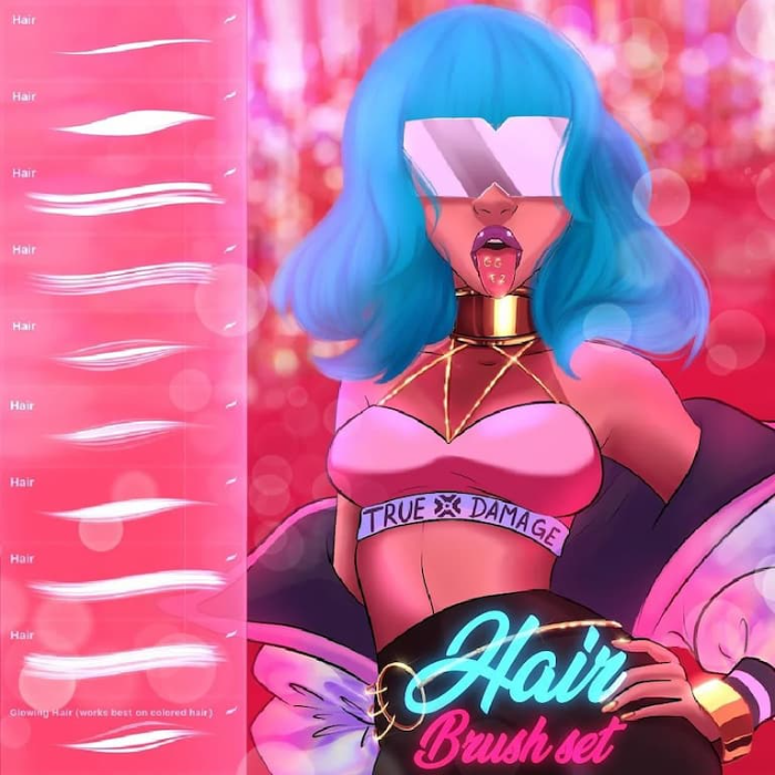 图片[6]-Procreate Attki漫画头发笔刷组 动漫风格头发造型与细节表现数字工具-25虚拟网