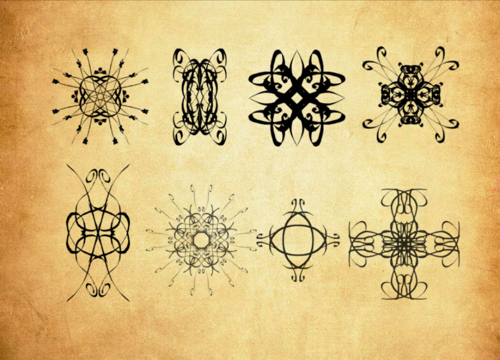 8款欧式花纹装饰背景PS笔刷资源 - 精选8款欧式花纹装饰背景元素，适用于装饰类设计-25虚拟网