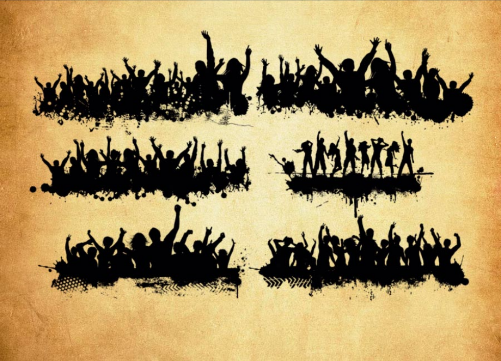 专业万人欢呼和舞动人像剪影PS笔刷 - 包含高品质万人欢呼和舞动人像剪影样式,兼容Photoshop全版本-25虚拟网