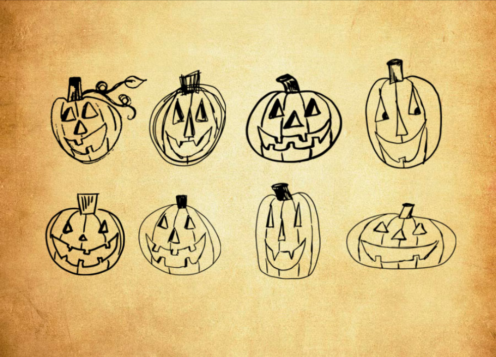 万圣节南瓜图案PS笔刷 - 多功能万圣节南瓜图案素材，适用于各类设计项目-25虚拟网