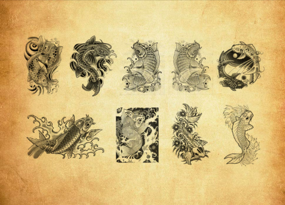 精选中华传统年年有鱼年画图案PS笔刷 - 细腻中华传统年年有鱼年画图案样式，适用于自然主题设计项目-25虚拟网