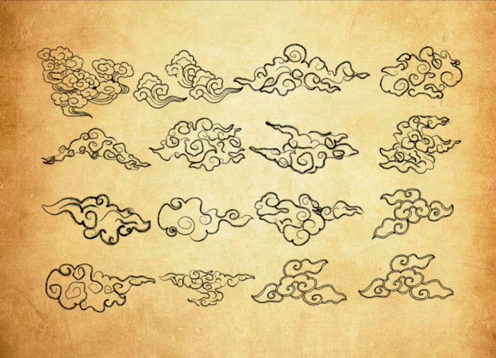 中国传统祥云和云彩PS笔刷 - 专业中国传统祥云和云彩设计素材，适配Photoshop各类创作场景-25虚拟网