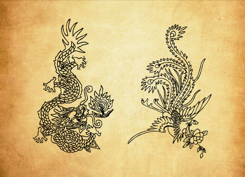 中国传统龙凤图案装饰PS笔刷 – 专业中国传统龙凤图案装饰设计素材，适配Photoshop各类创作场景-25虚拟网